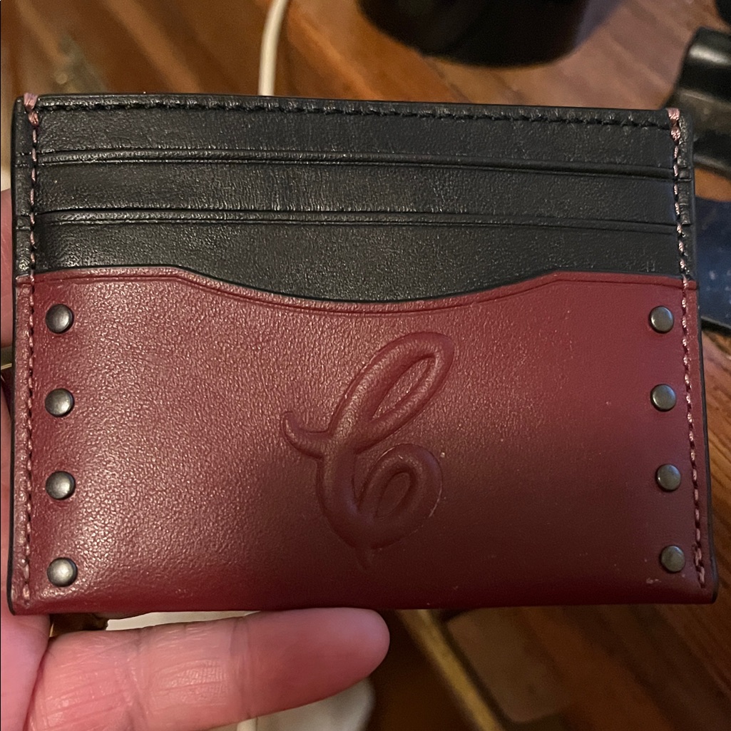 Coach Black And Red Leather Card Holder